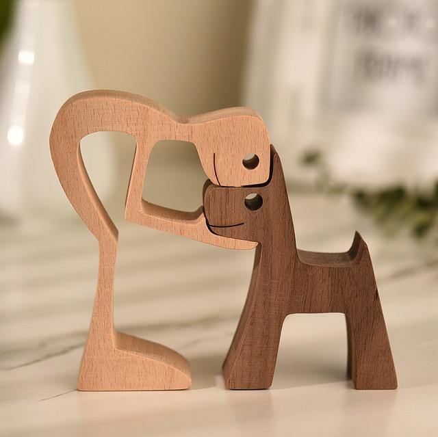 Carved Wooden Dog and Person Figurines, view 9