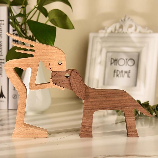 Carved Wooden Dog and Person Figurines, view 10
