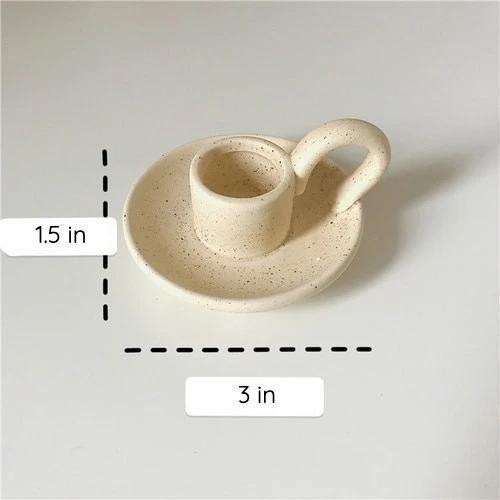 Handmade Ceramic Taper Candle Holder with Handle, view 9