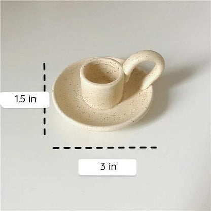 Handmade Ceramic Taper Candle Holder with Handle, view 9