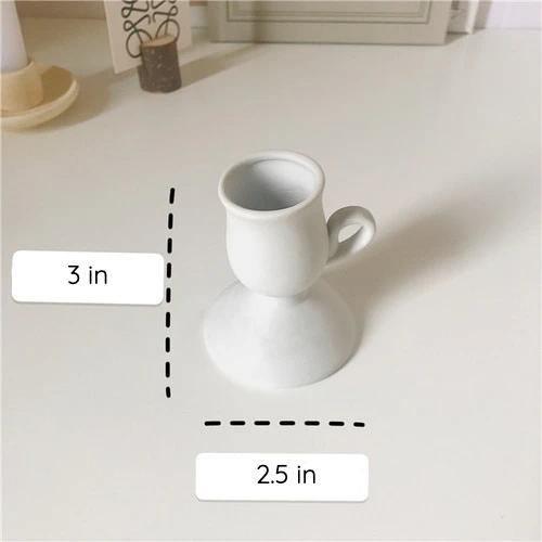 Handmade Ceramic Taper Candle Holder with Handle, view 6