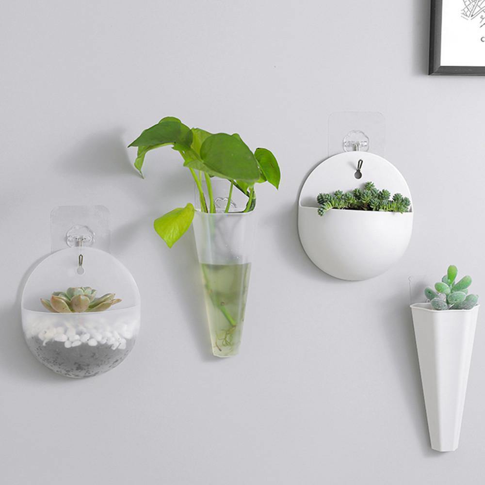 Wall Hanging Planters, Cone or Circle, White or Clear, view 14