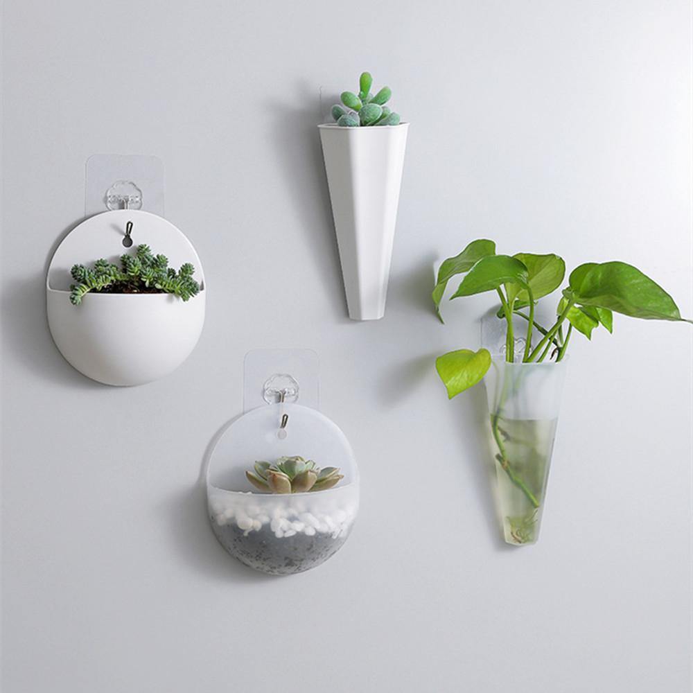 Wall Hanging Planters, Cone or Circle, White or Clear, view 3
