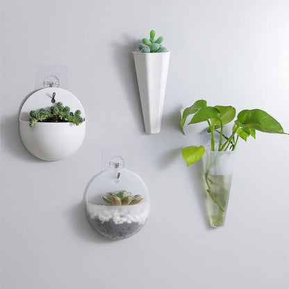Wall Hanging Planters, Cone or Circle, White or Clear, view 3
