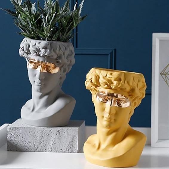 Ceramic David Head Planter and Vase, 9.45 in Tall, view 6