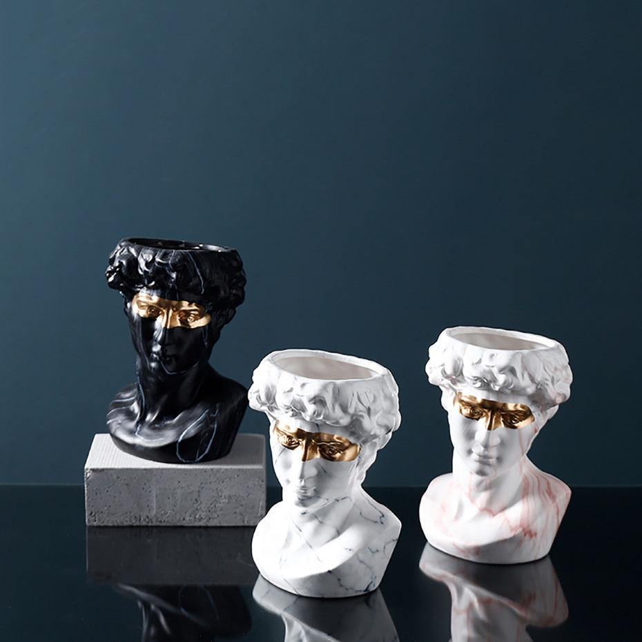 Ceramic David Head Planter and Vase, 9.45 in Tall, view 4