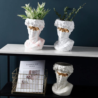 Ceramic David Head Planter and Vase, 9.45 in Tall, view 5