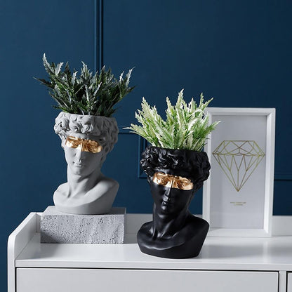 Ceramic David Head Planter and Vase, 9.45 in Tall, view 3