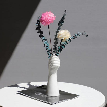 White Ceramic Hand Shaped Flower Vase, view 8