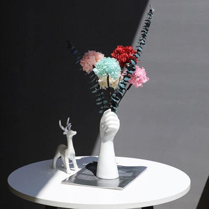 White Ceramic Hand Shaped Flower Vase, view 4