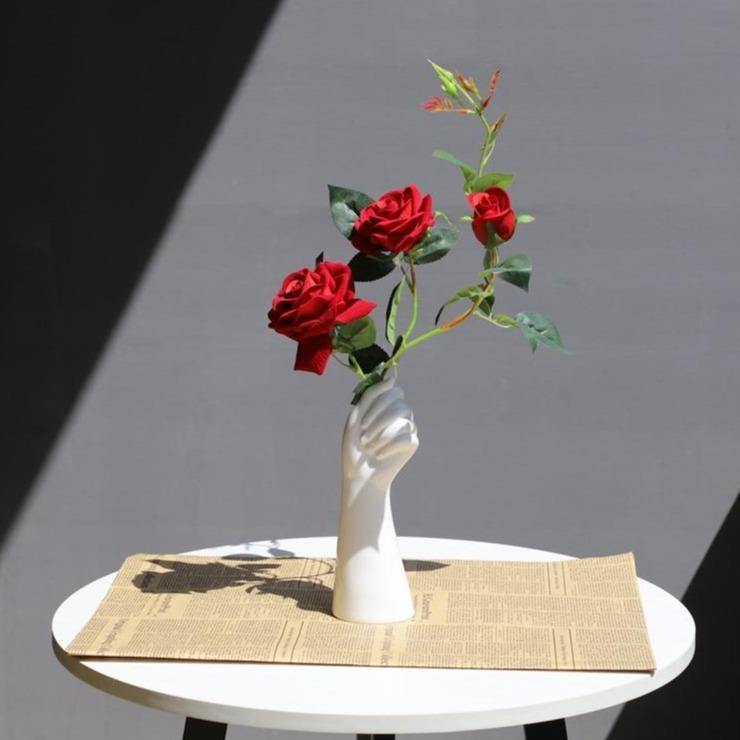 White Ceramic Hand Shaped Flower Vase