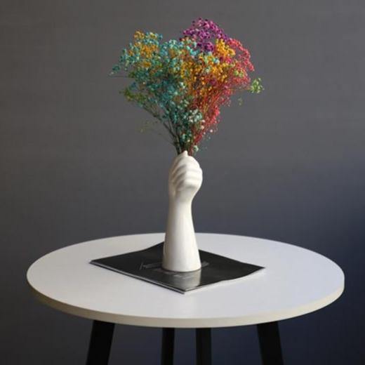 White Ceramic Hand Shaped Flower Vase, view 7