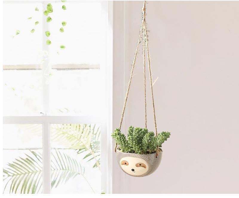 Ceramic Sloth Planter for Small Succulents, Two Shapes, view 6