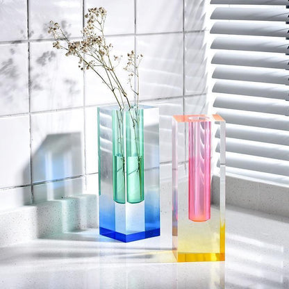Slim Rectangular Acrylic Bud Vase, 7 in Tall, view 3