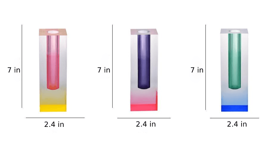 Slim Rectangular Acrylic Bud Vase, 7 in Tall, view 11