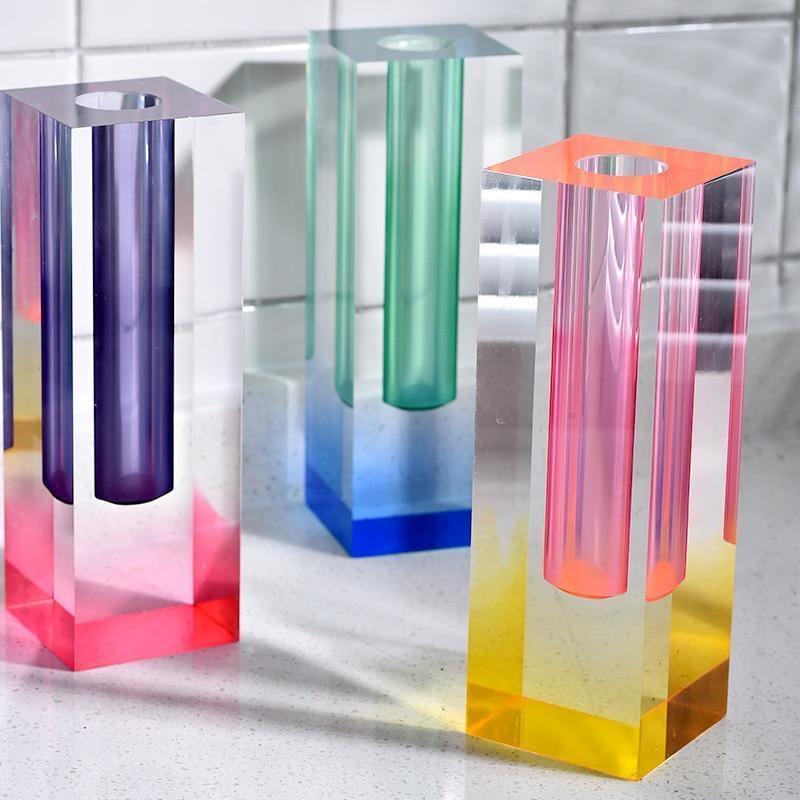 Slim Rectangular Acrylic Bud Vase, 7 in Tall, view 4