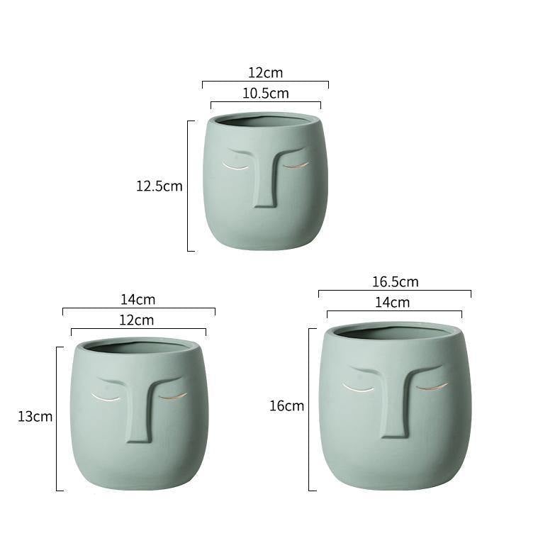 Sleeping Face Ceramic Planter with Gold Eyelid, view 6