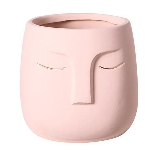 Sleeping Face Ceramic Planter with Gold Eyelid, view 18