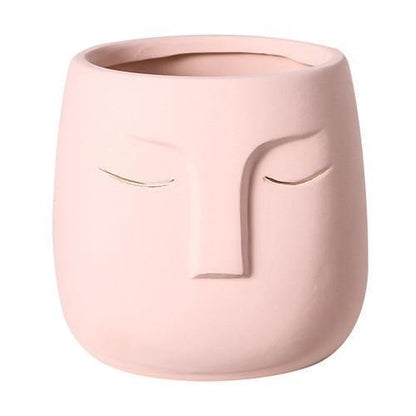 Sleeping Face Ceramic Planter with Gold Eyelid, view 18