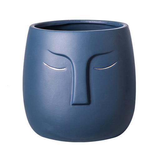 Sleeping Face Ceramic Planter with Gold Eyelid, view 11