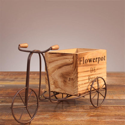 Iron Tricycle Planter Stand with Wooden Crate, view 10
