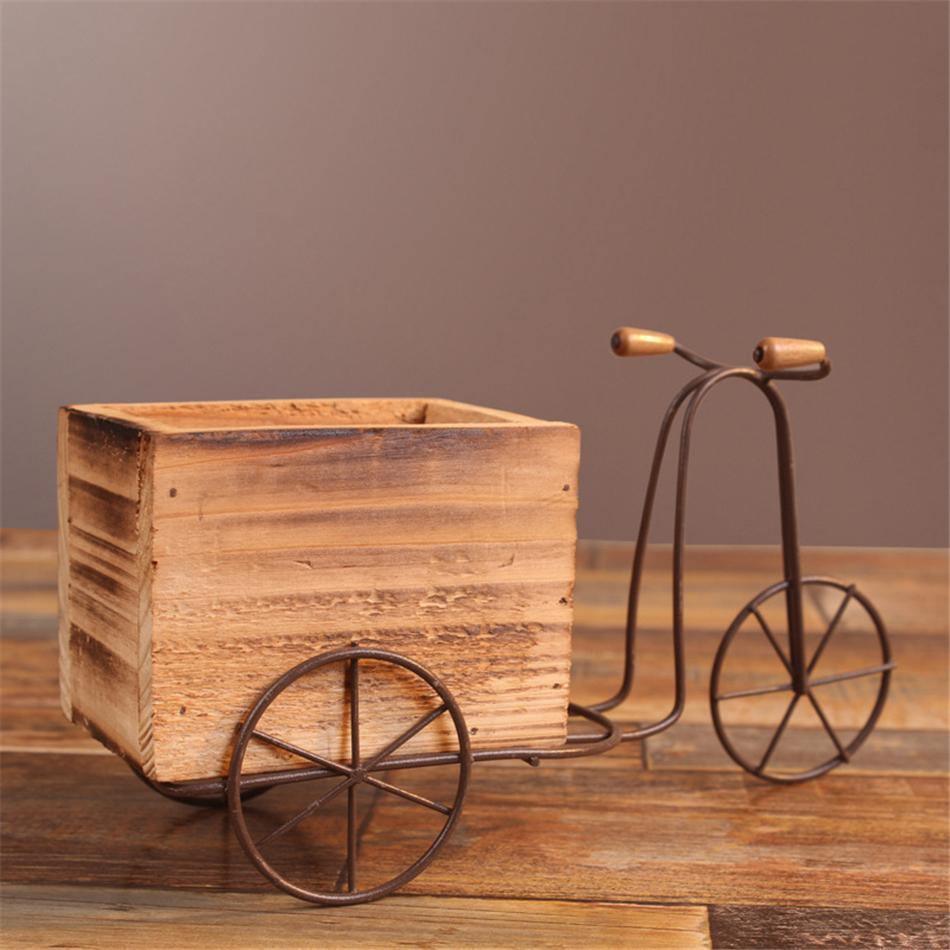 Iron Tricycle Planter Stand with Wooden Crate, view 14