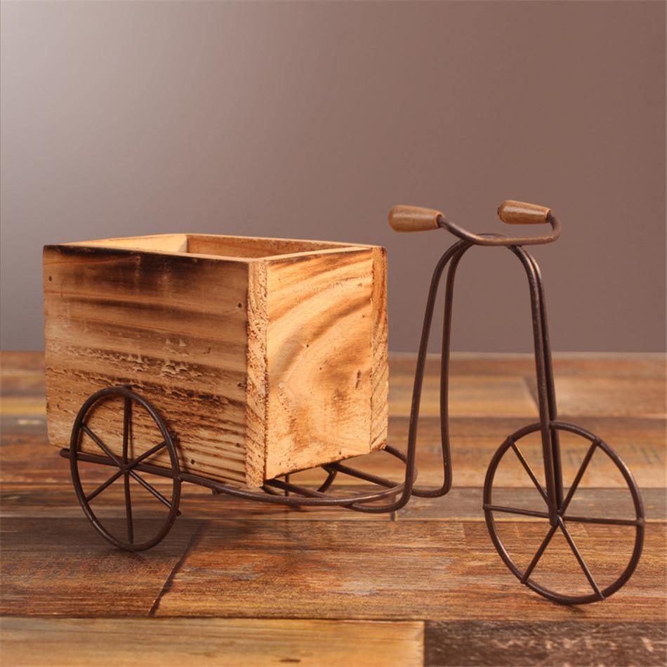 Iron Tricycle Planter Stand with Wooden Crate, view 9
