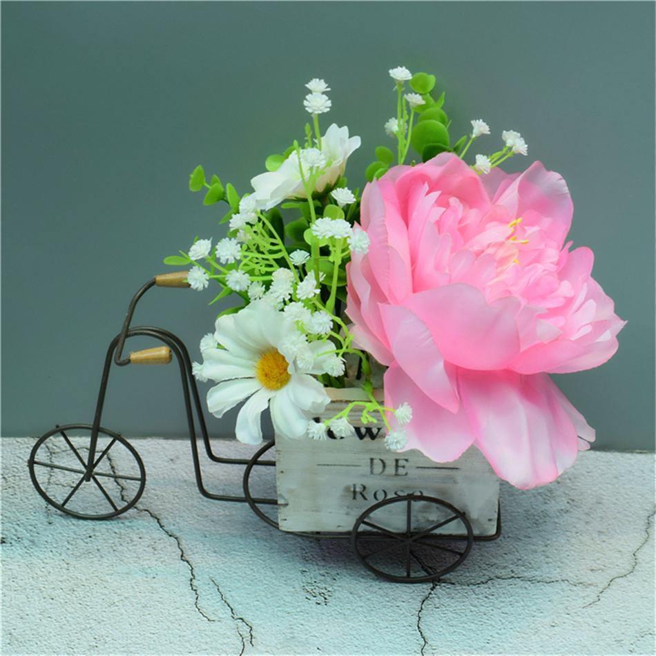 Iron Tricycle Planter Stand with Wooden Crate, view 4
