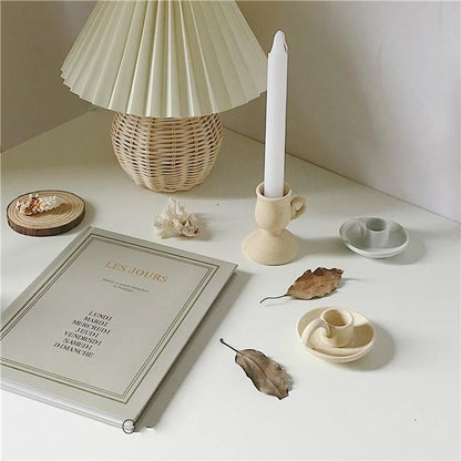 Handmade Ceramic Taper Candle Holder with Handle, view 10