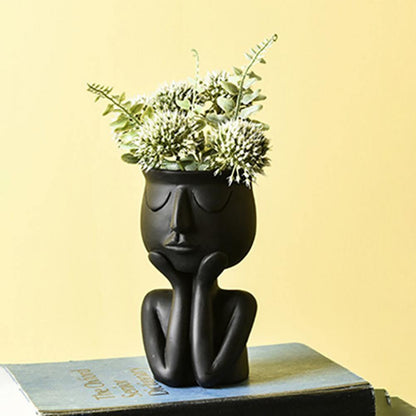Ceramic Face Planter with Resting Hands, Four Colors, view 6