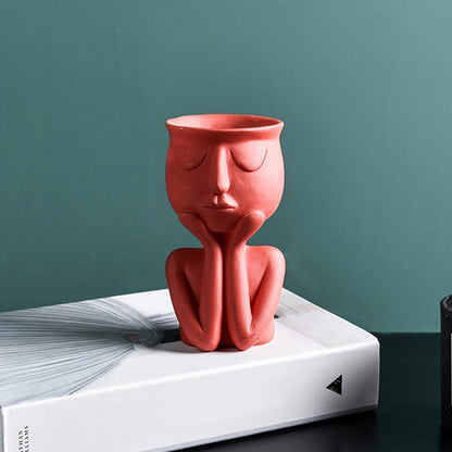 Ceramic Face Planter with Resting Hands, Four Colors, view 7