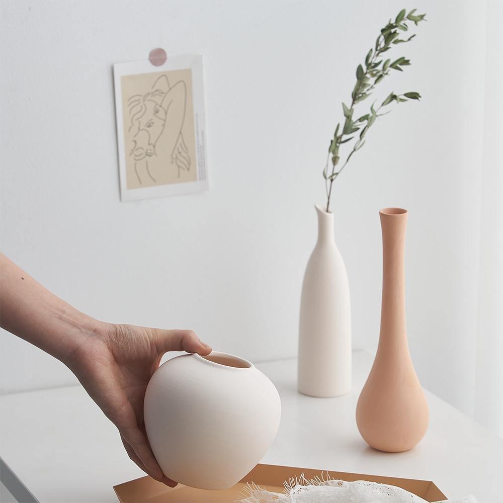Neutral Matte Ceramic Vases, Six Shapes, Dry Use Only, view 4