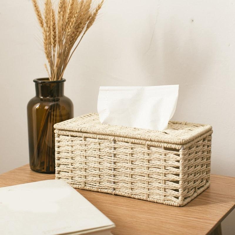 Woven Wicker Tissue Box Cover, 9 x 5 x 4 in