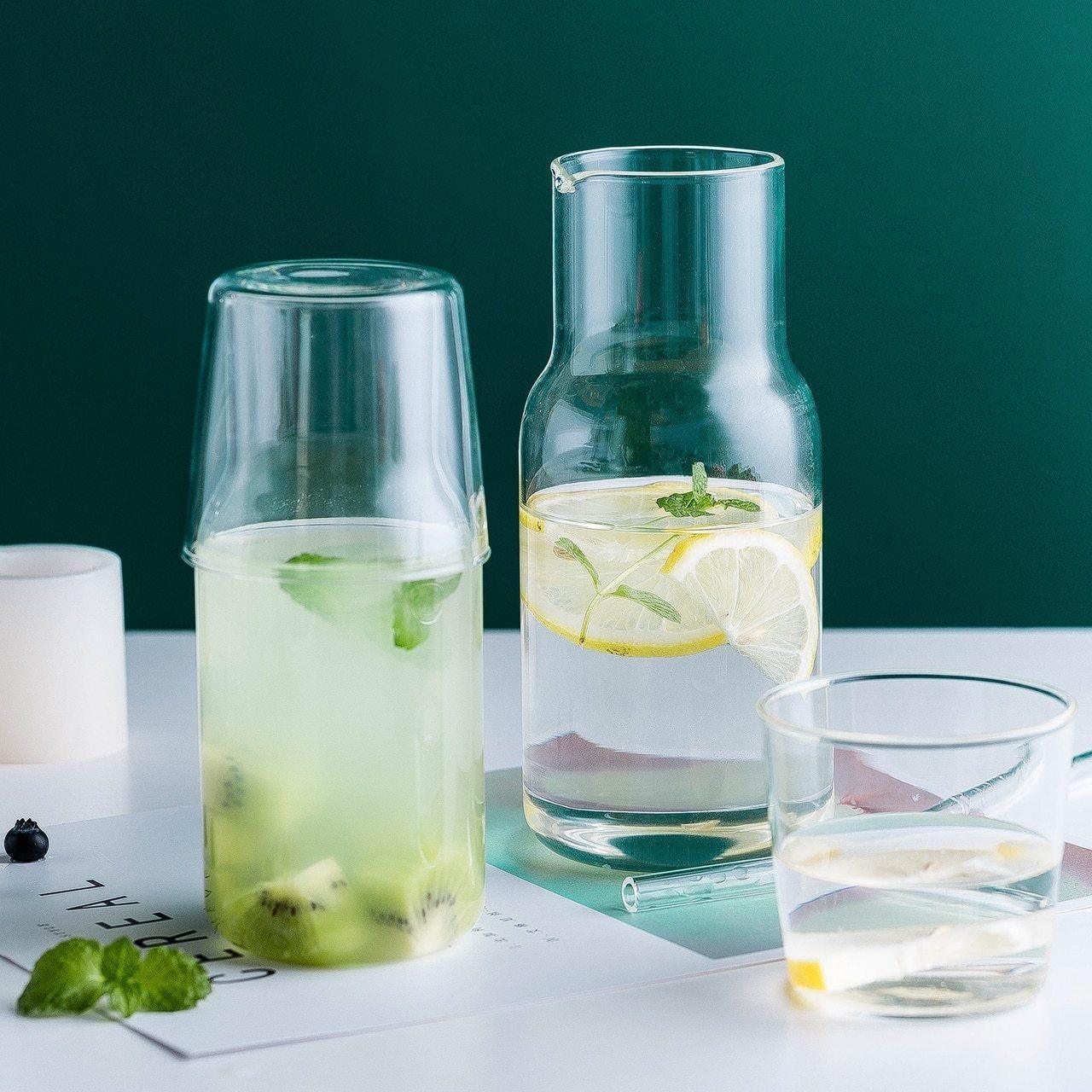Glass Bedside Carafe Set with a Tumbler Lid, view 4