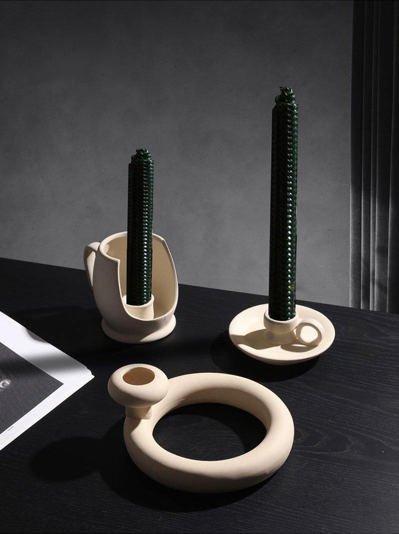 Matte Beige Ceramic Vase, 12 Sculptural Styles, view 6