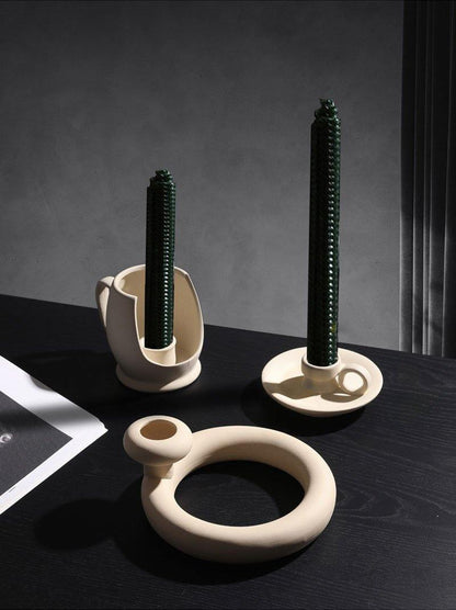 Matte Beige Ceramic Vase, 12 Sculptural Styles, view 6