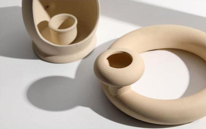 Matte Beige Ceramic Vase, 12 Sculptural Styles, view 9