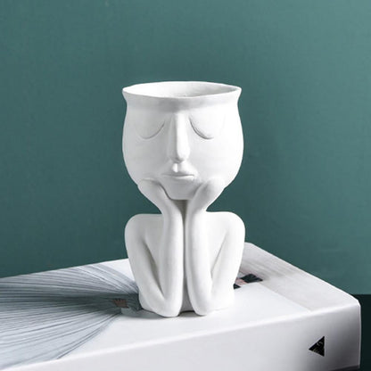 Ceramic Face Planter with Resting Hands, Four Colors, view 3