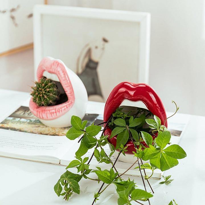 Lips Ceramic Planter for Small Succulents and Cacti, view 2
