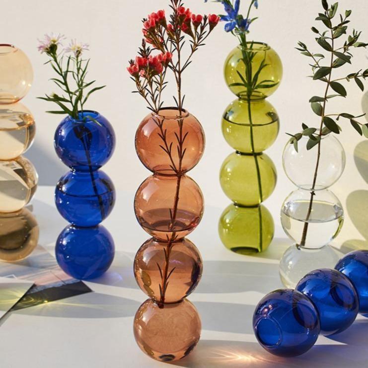 Stacked Bubble Glass Bud Vase, Three or Four Bubbles, view 3