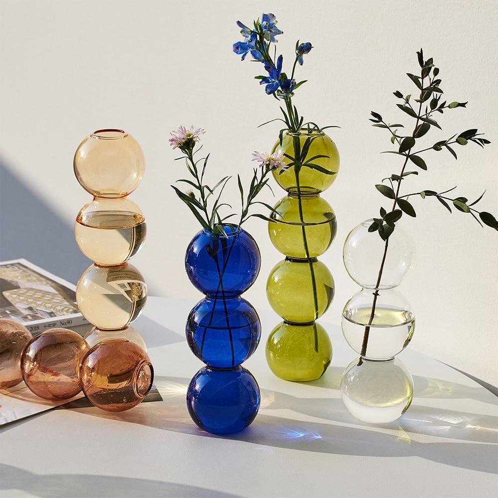 Stacked Bubble Glass Bud Vase, Three or Four Bubbles