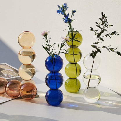 Stacked Bubble Glass Bud Vase, Three or Four Bubbles