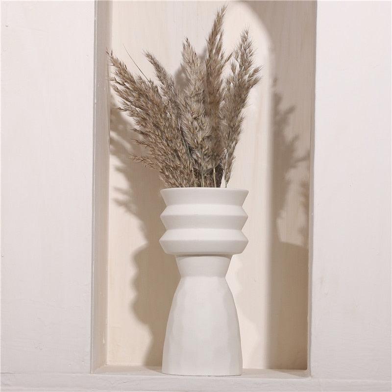 White Pottery Vase for Dried Stems, 8 in Tall, view 2