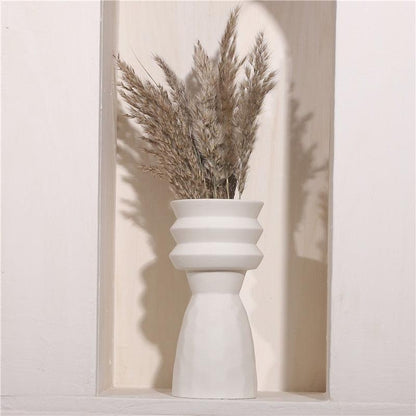 White Pottery Vase for Dried Stems, 8 in Tall, view 2