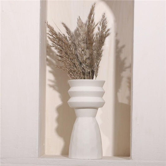 White Pottery Vase for Dried Stems, 8 in Tall, view 2