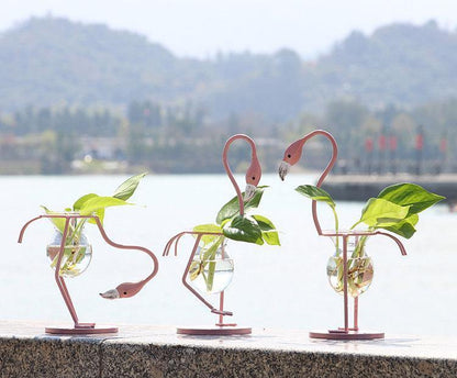 Flamingo Propagation Station with Glass Bulb Vase, view 9