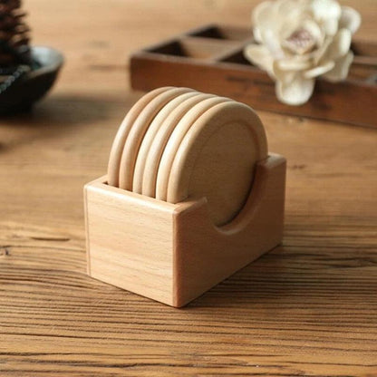 Pine Wood Coasters, Set of 6 with Wooden Holder, view 5