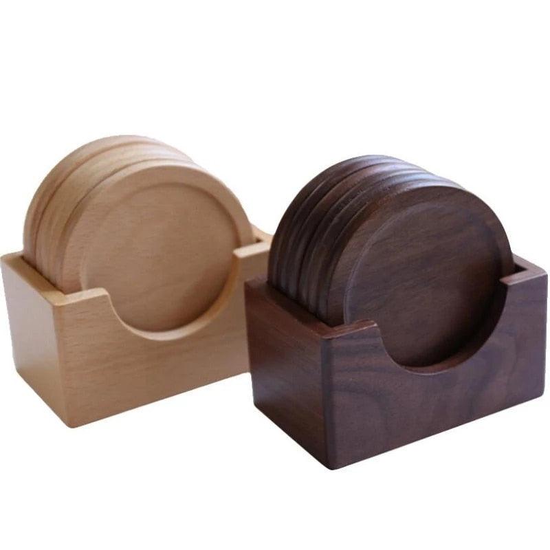 Pine Wood Coasters, Set of 6 with Wooden Holder, view 7