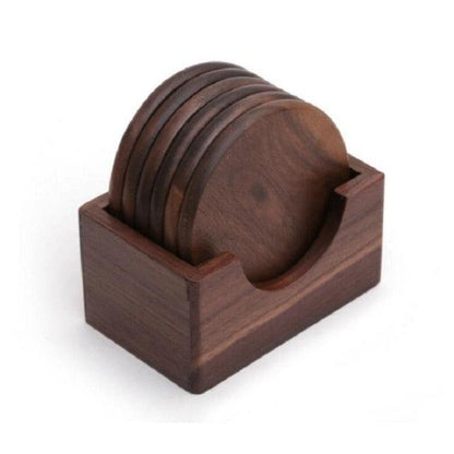 Pine Wood Coasters, Set of 6 with Wooden Holder, view 6