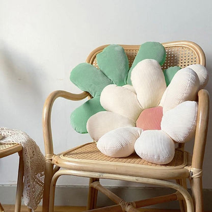Flower Shaped Round Throw Pillow in Plush Cotton, view 3